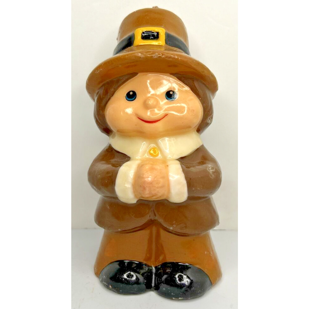 Vintage Thaknsgiving Pilgrim Boy Candle 5.5" SKU H508